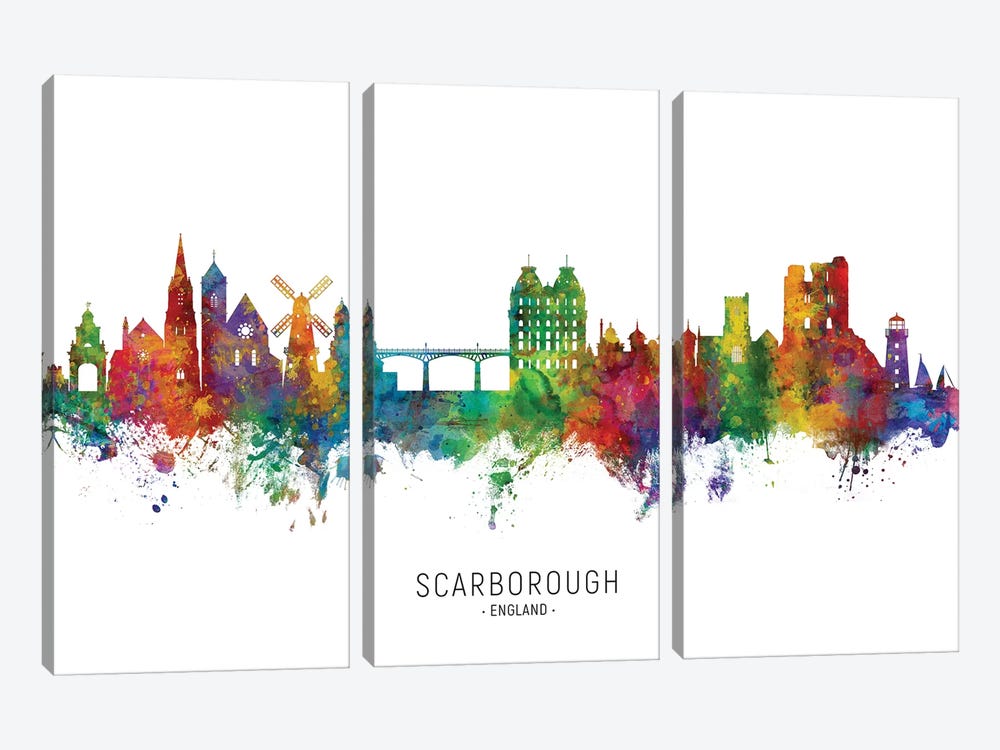Scarborough England Skyline by Michael Tompsett 3-piece Art Print