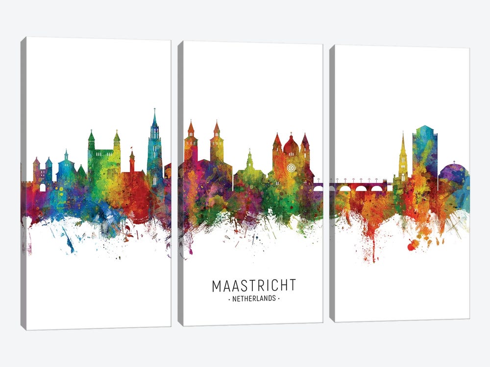Maastricht Netherlands Skyline by Michael Tompsett 3-piece Canvas Art Print