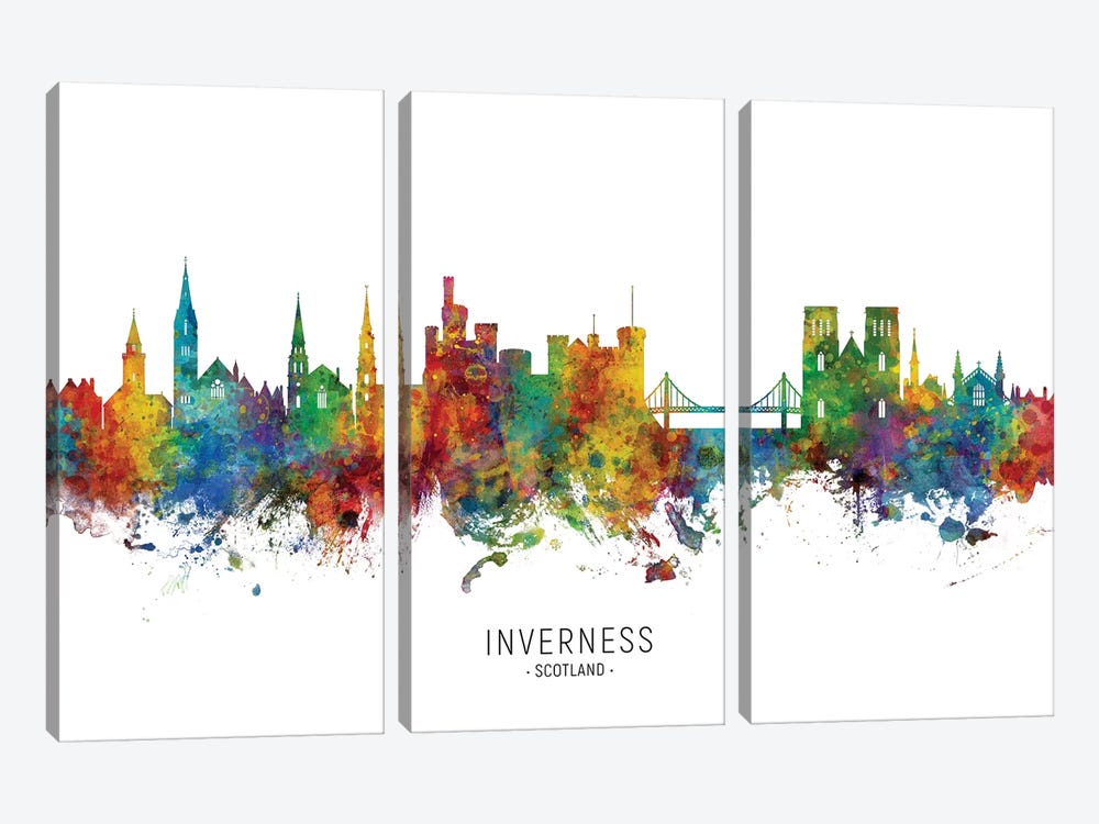 Inverness Scotland Skyline by Michael Tompsett 3-piece Canvas Artwork