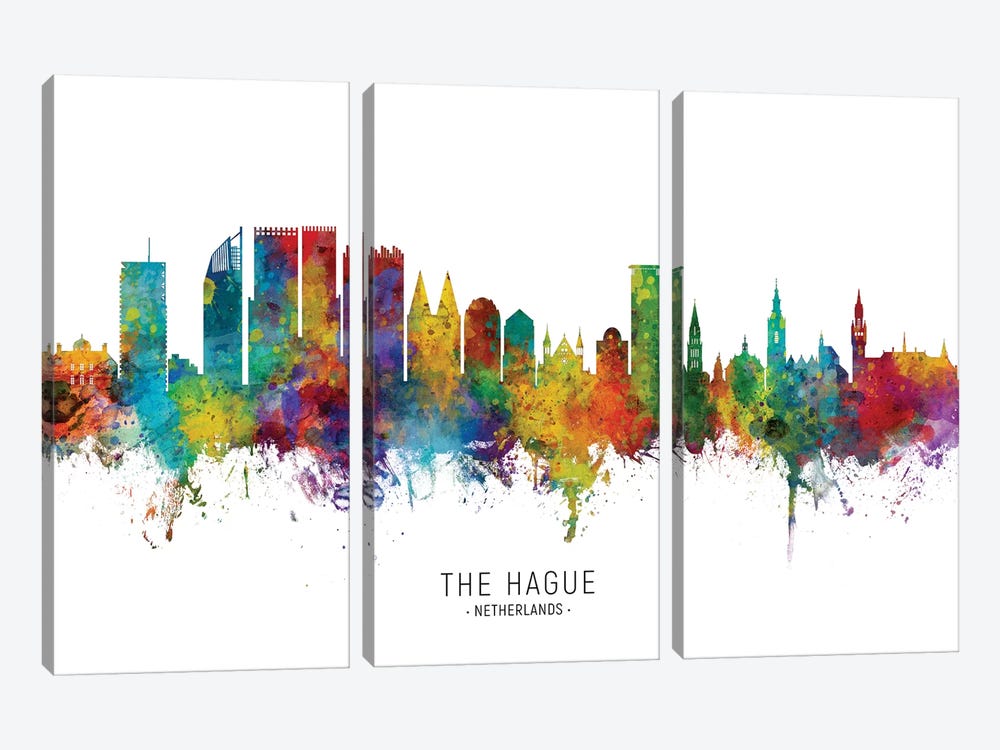 The Hague Netherlands Skyline by Michael Tompsett 3-piece Canvas Art Print