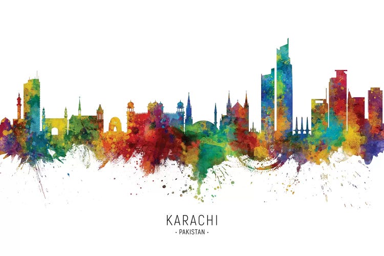 Karachi Pakistan Skyline by Michael Tompsett wall art