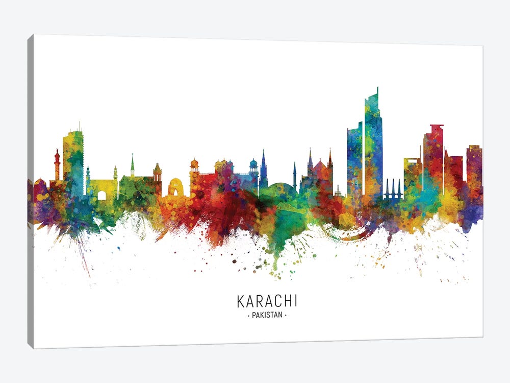 Karachi Pakistan Skyline by Michael Tompsett 1-piece Art Print