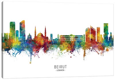 Beirut Lebanon Skyline Canvas Art Print - Scenic & Nature Typography