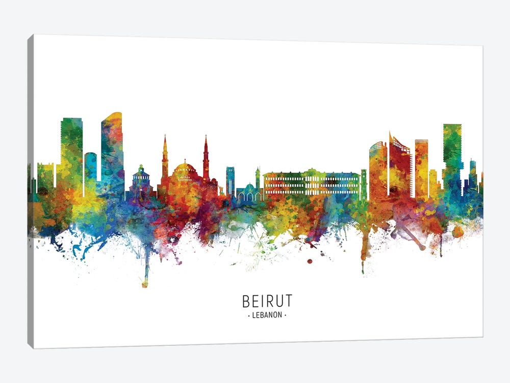 Beirut Lebanon Skyline by Michael Tompsett 1-piece Canvas Print