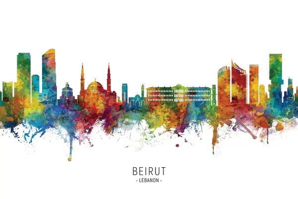 Typography: Beirut Lebanon Skyline by Michael Tompsett