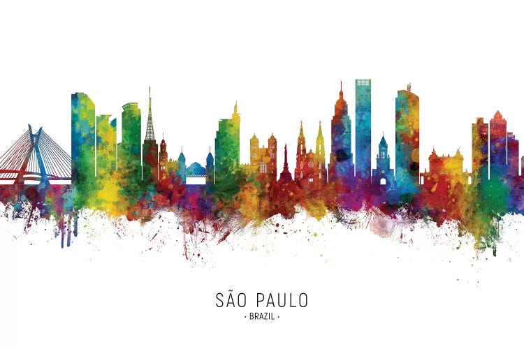 Sao Paulo Brazil Skyline by Michael Tompsett wall art