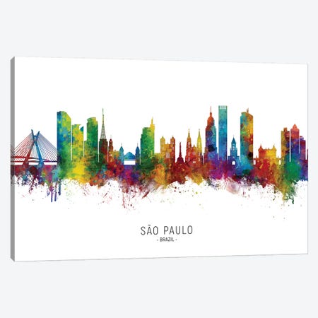 Sao Paulo Brazil Skyline Canvas Print #MTO2220} by Michael Tompsett Canvas Artwork