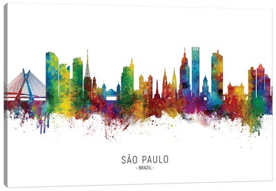 Sao Paulo Brazil Skyline Canvas Art Print - Scenic & Nature Typography