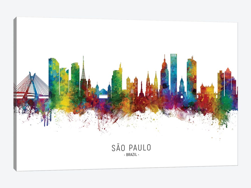 Sao Paulo Brazil Skyline by Michael Tompsett 1-piece Canvas Wall Art