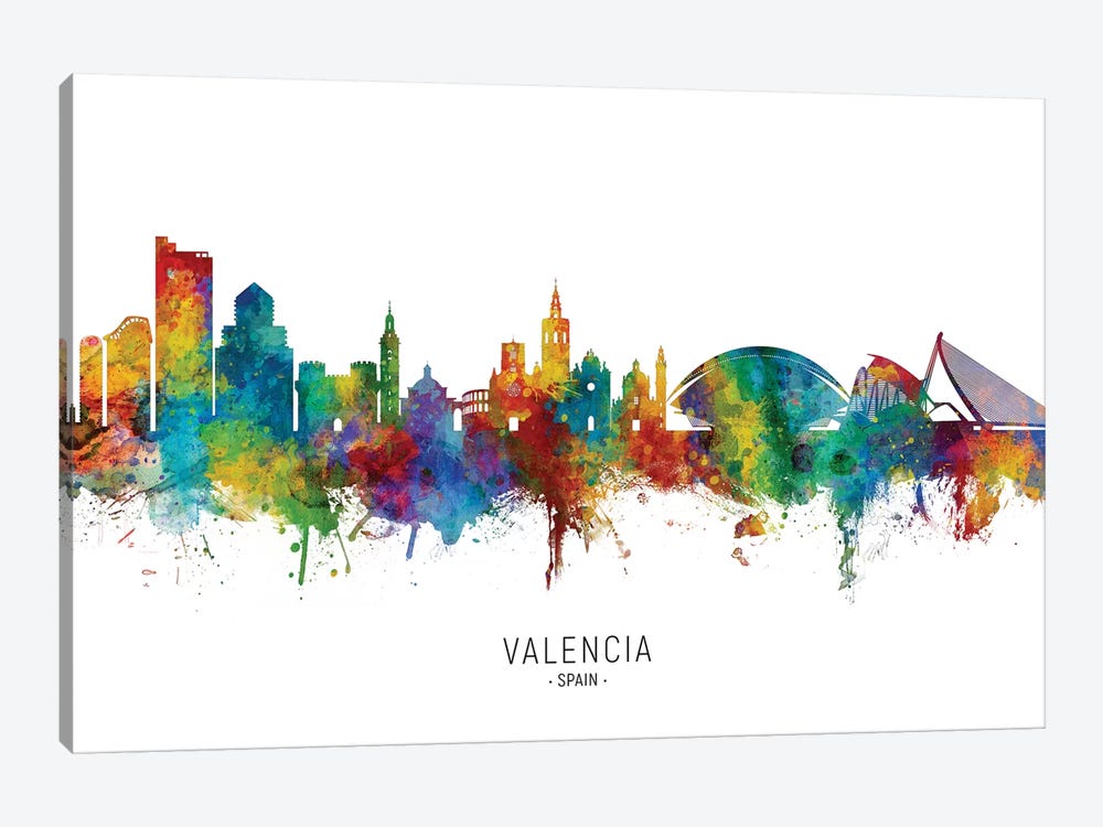 Valencia Spain Skyline by Michael Tompsett 1-piece Canvas Art Print