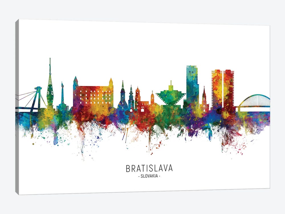 Bratislava Slovakia Skyline by Michael Tompsett 1-piece Canvas Art