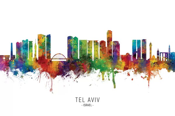 Typography: Tel Aviv Israel Skyline by Michael Tompsett