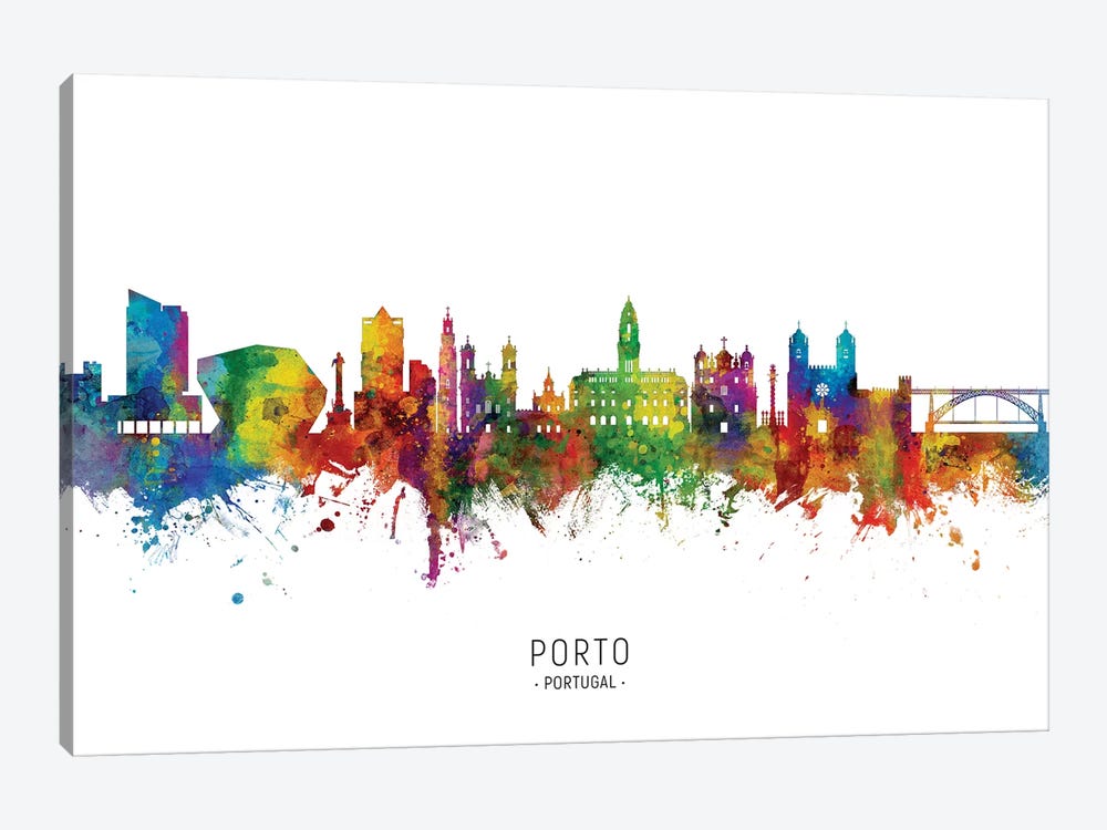Porto Portugal Skyline by Michael Tompsett 1-piece Canvas Artwork