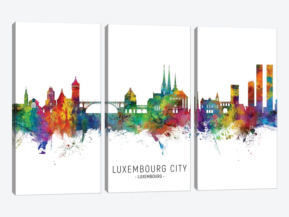 Luxembourg City Skyline by Michael Tompsett 3-piece Canvas Art