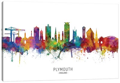 Plymouth England Skyline Canvas Art Print