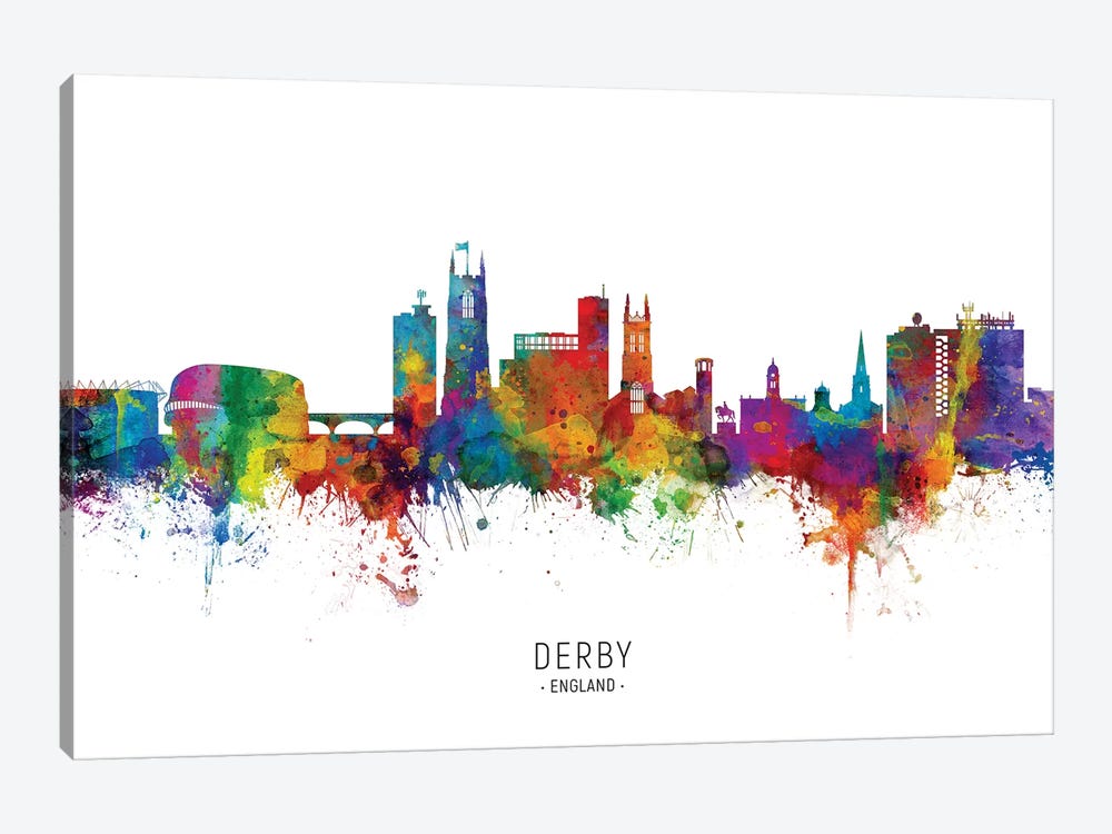 Derby England Skyline by Michael Tompsett 1-piece Canvas Wall Art