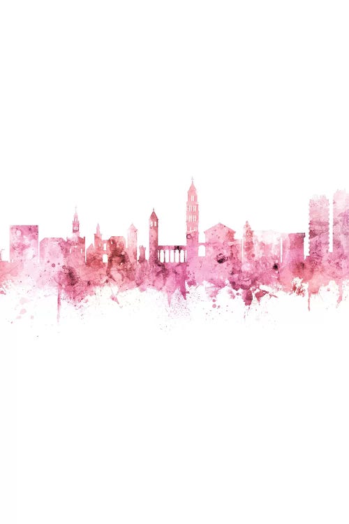 Split Croatia Skyline Pink Rose Portrait by Michael Tompsett wall art