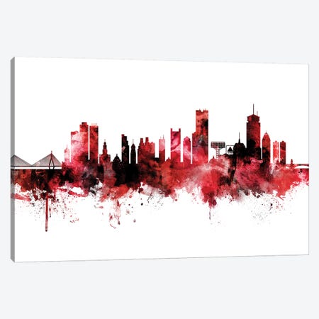 Boston Skyline Red Black Canvas Print #MTO2234} by Michael Tompsett Canvas Art