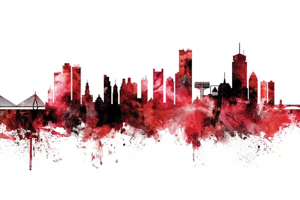 Michael Tompsett: Boston Skyline Red Black by Michael Tompsett