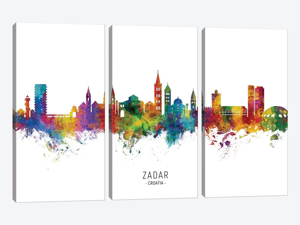 Zadar Croatia Skyline 3-piece Canvas Art Print