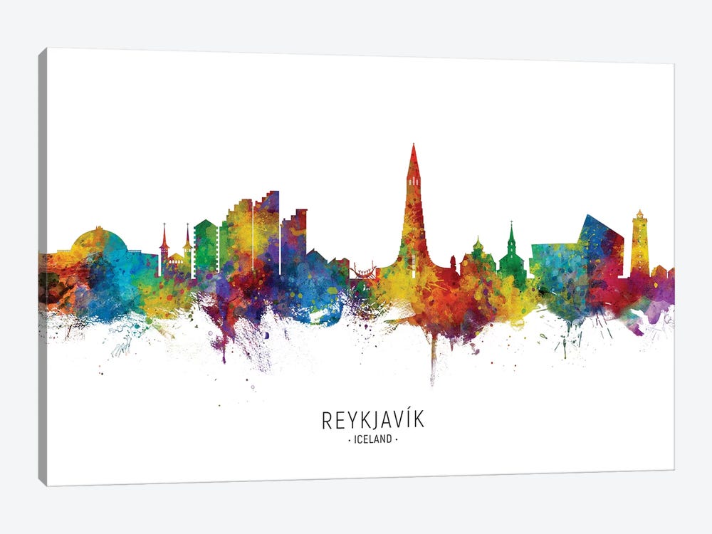 Reykjavik Iceland Skyline by Michael Tompsett 1-piece Canvas Artwork