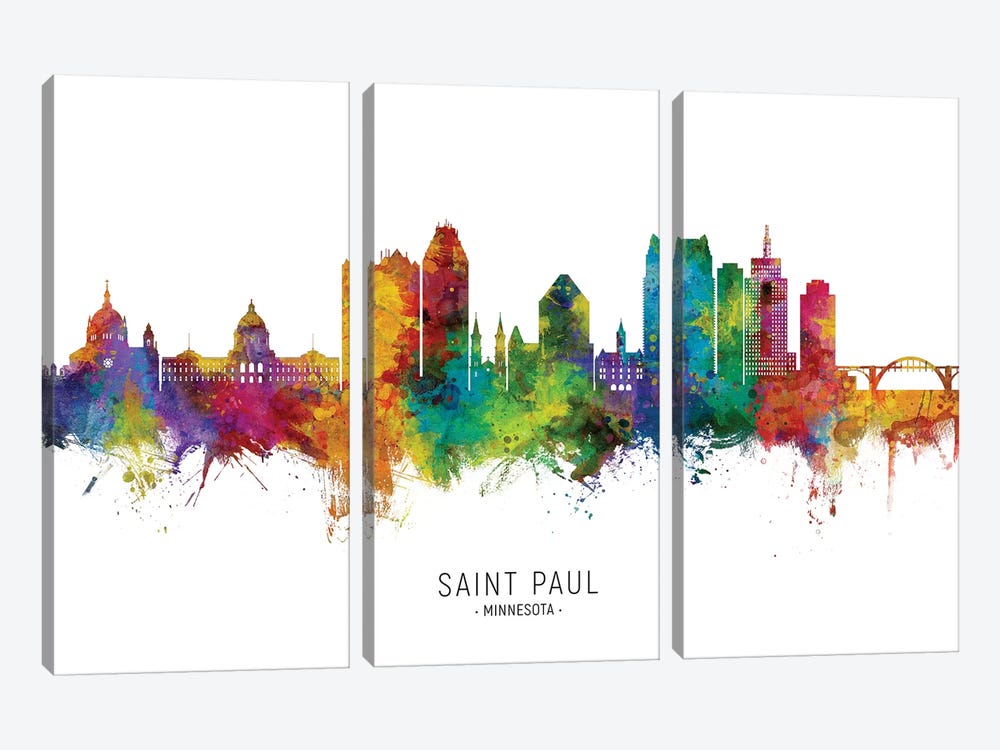 Saint Paul Minnesota Skyline by Michael Tompsett 3-piece Canvas Print