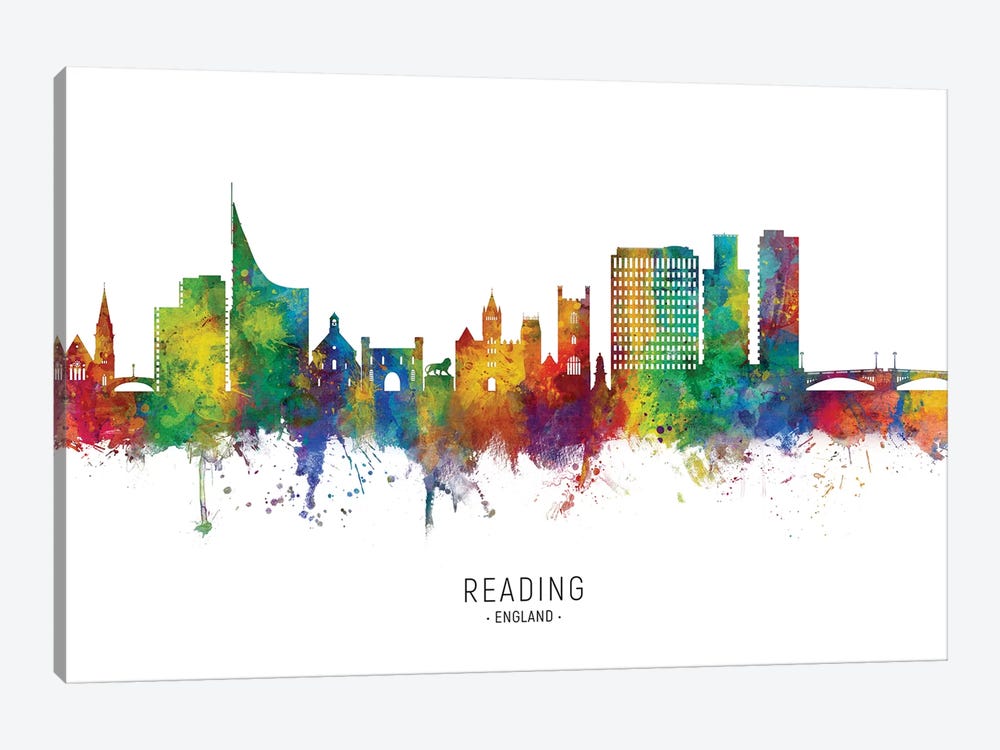 Reading England Skyline by Michael Tompsett 1-piece Canvas Wall Art