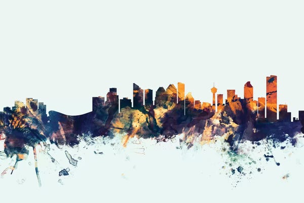 Alberta: Calgary, Canada On Blue by Michael Tompsett