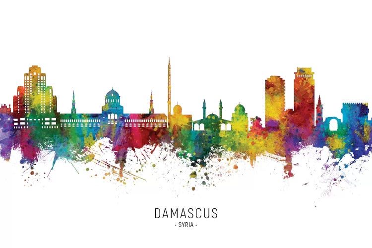 Damascus Syria Skyline by Michael Tompsett wall art