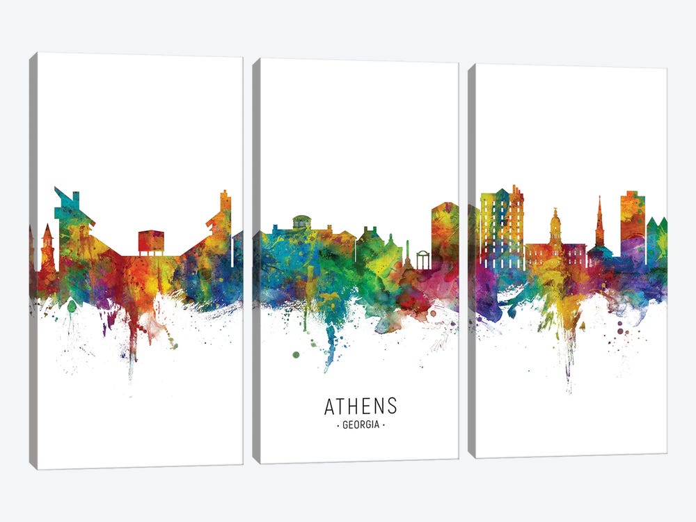Athens Georgia Skyline by Michael Tompsett 3-piece Canvas Art