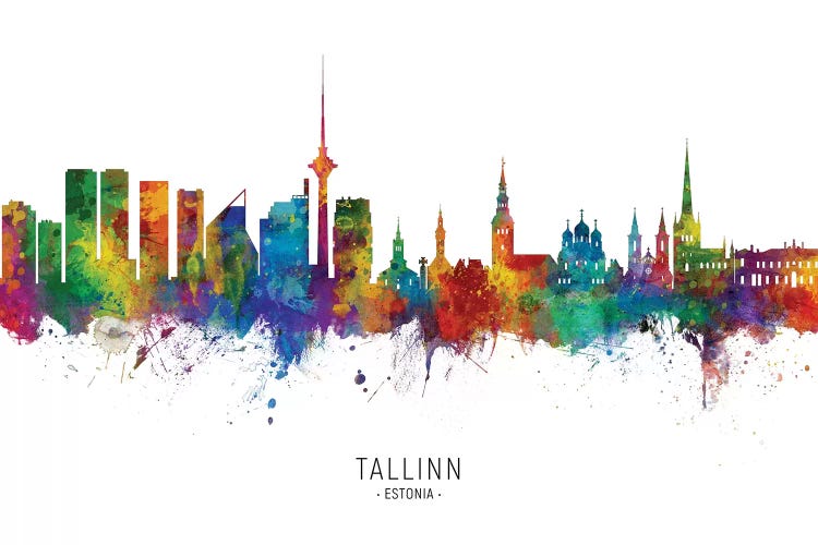 Tallinn Estonia Skyline by Michael Tompsett wall art