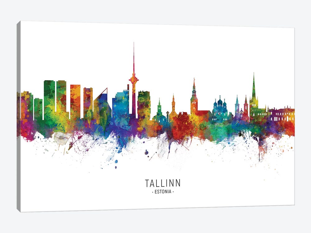 Tallinn Estonia Skyline by Michael Tompsett 1-piece Art Print