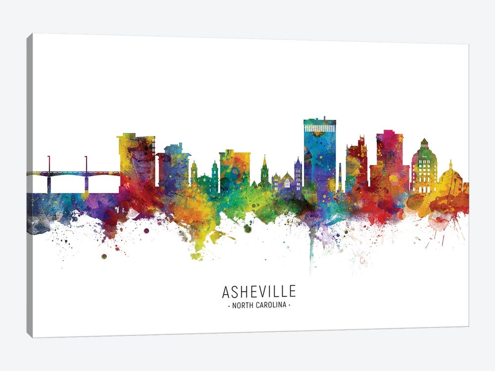 Asheville Skyline by Michael Tompsett 1-piece Canvas Artwork