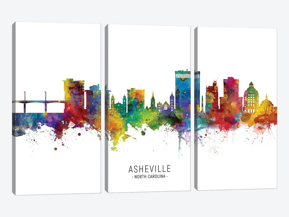 Asheville Skyline by Michael Tompsett 3-piece Canvas Artwork