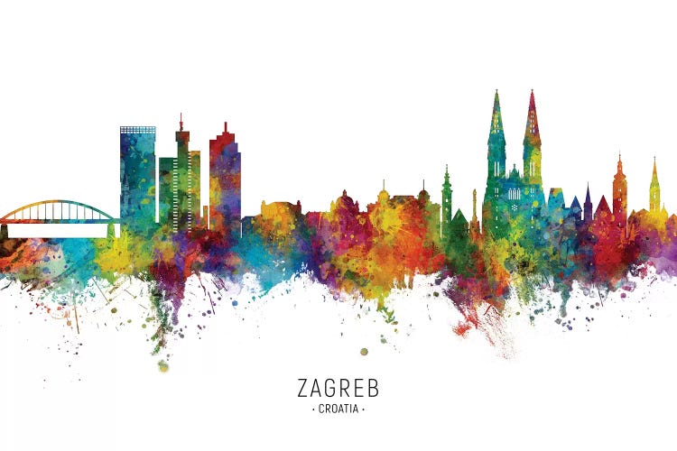 Zagreb Croatia Skyline by Michael Tompsett wall art