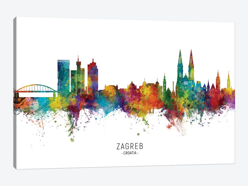 Zagreb Croatia Skyline by Michael Tompsett 1-piece Canvas Print
