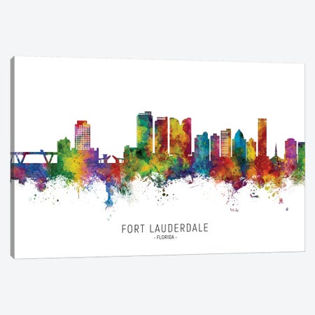 Fort Lauderdale Skyline Canvas Print #MTO2248} by Michael Tompsett Canvas Wall Art