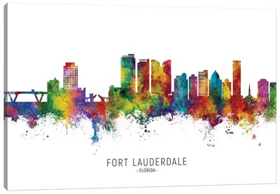 Fort Lauderdale Skyline Canvas Art Print