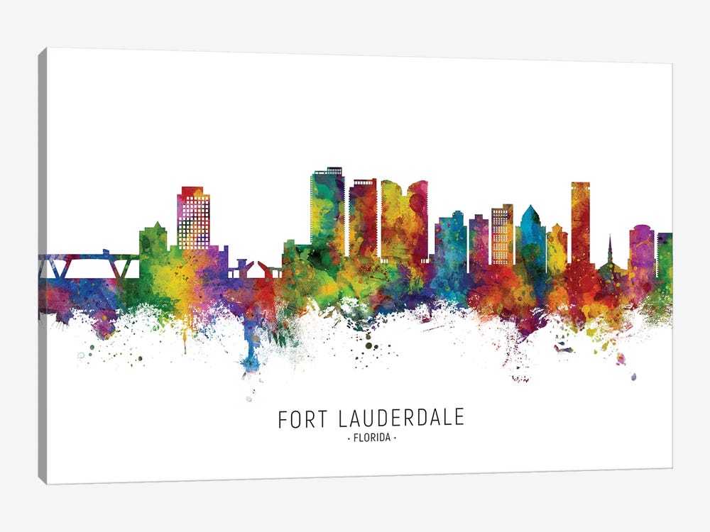 Fort Lauderdale Skyline by Michael Tompsett 1-piece Canvas Artwork