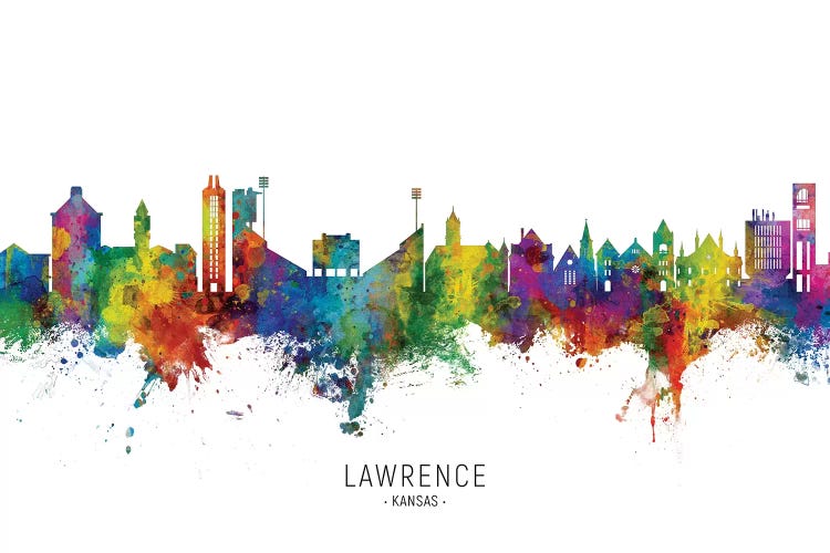 Lawrence Kansas Skyline by Michael Tompsett wall art