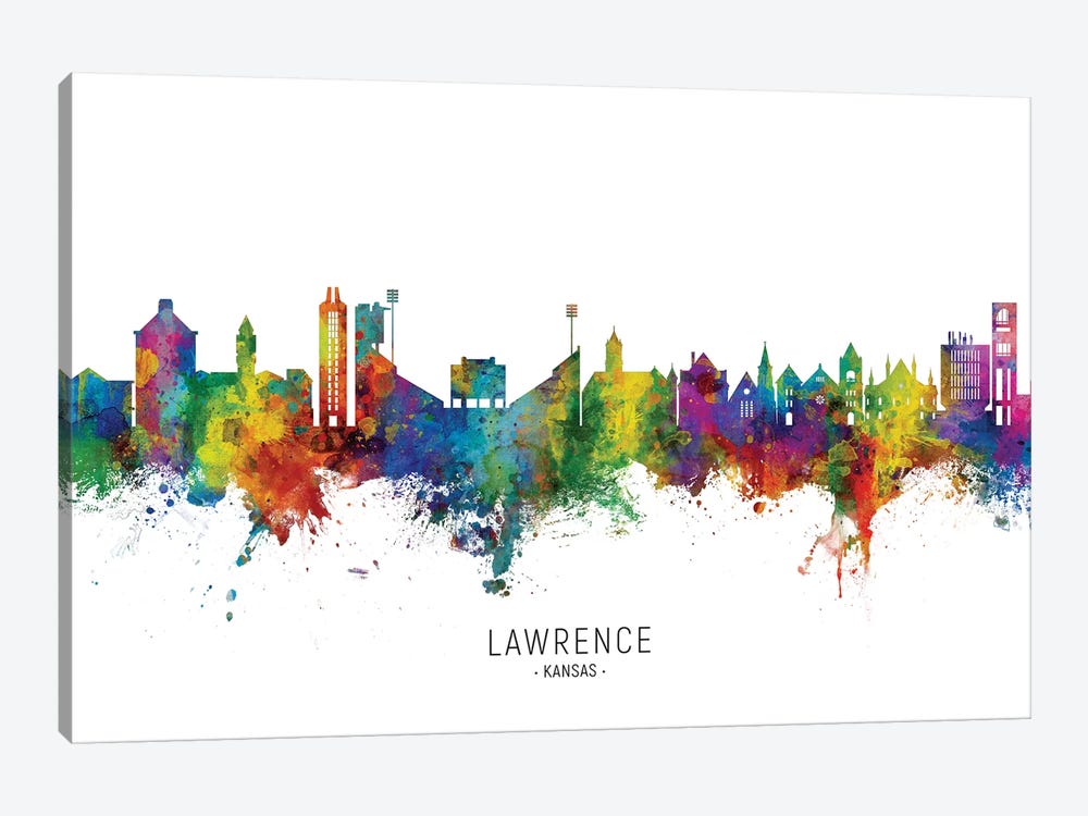 Lawrence Kansas Skyline by Michael Tompsett 1-piece Canvas Print