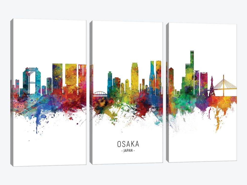 Osaka Japan Skyline by Michael Tompsett 3-piece Art Print