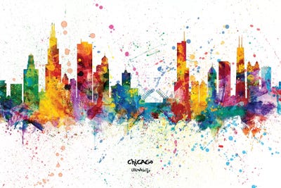Chicago Illinois Skyline Splash by Michael Tompsett art print