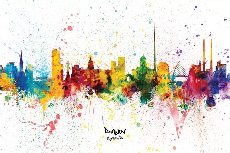 Dublin Ireland Skyline Splash by Michael Tompsett wall art