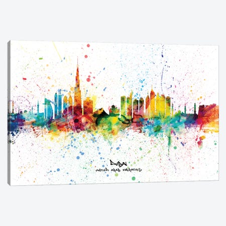 Dubai Skyline City Name Canvas Print #MTO2259} by Michael Tompsett Canvas Print