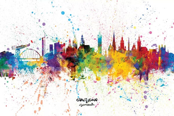 Scotland: Glasgow Scotland Skyline Splash by Michael Tompsett