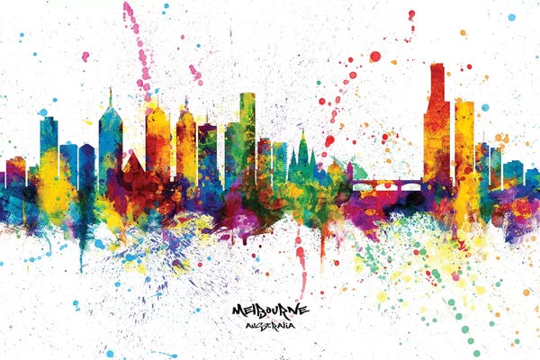 Victoria: Melbourne Australia Skyline Splash by Michael Tompsett