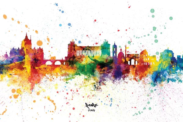 Rome Skylines: Rome Italy Skyline Splash by Michael Tompsett