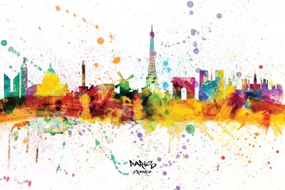 Paris France Skyline Splash by Michael Tompsett canvas print