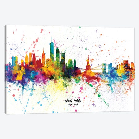 New York Skyline Splash Canvas Print #MTO2265} by Michael Tompsett Art Print